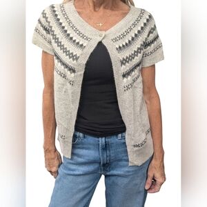 Angora Blend Fair Isle Short Sleeve Cardigan Sweater Cottagecore Soft Girl S